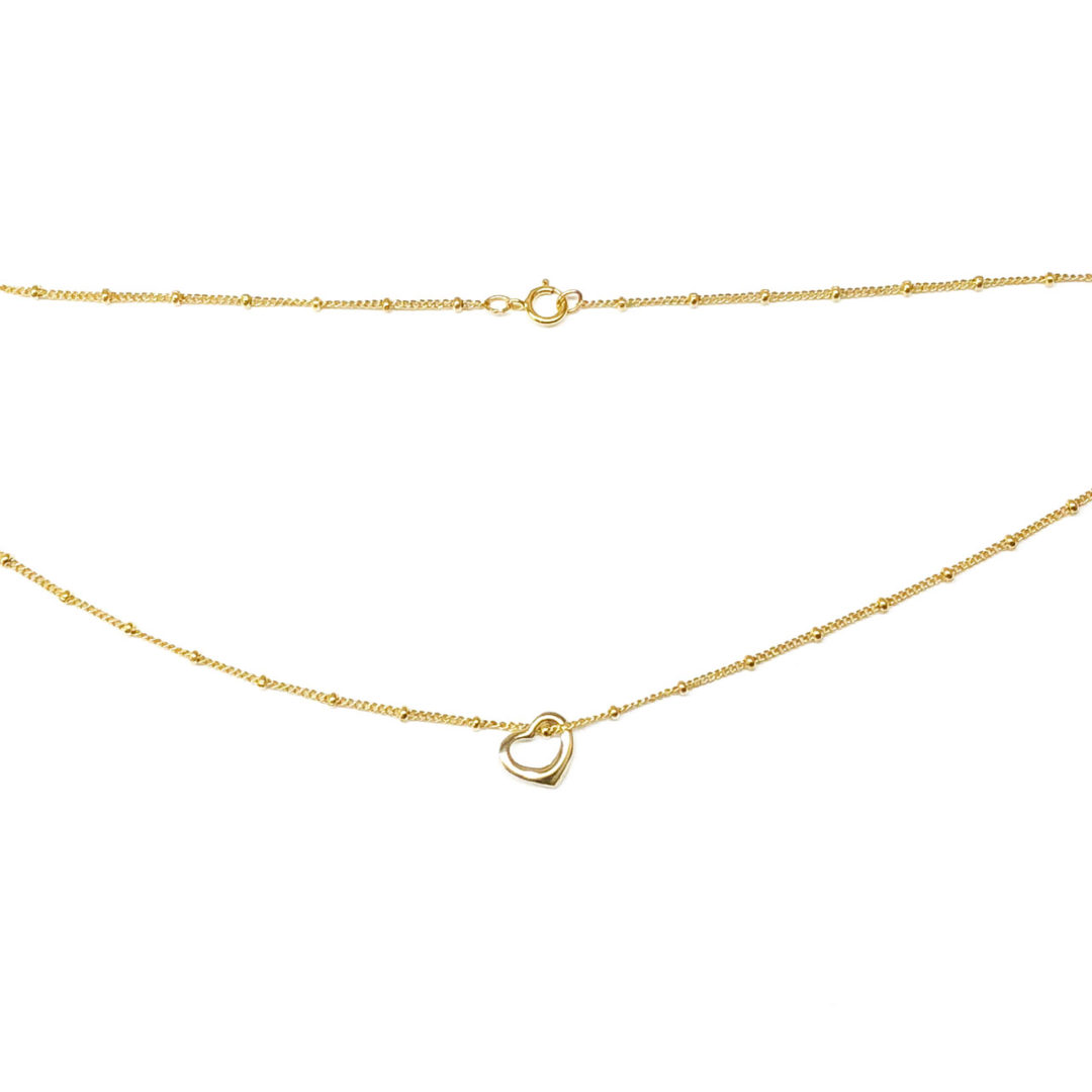 10k Gold Floating Heart on Gold Bead Chain - Image 3