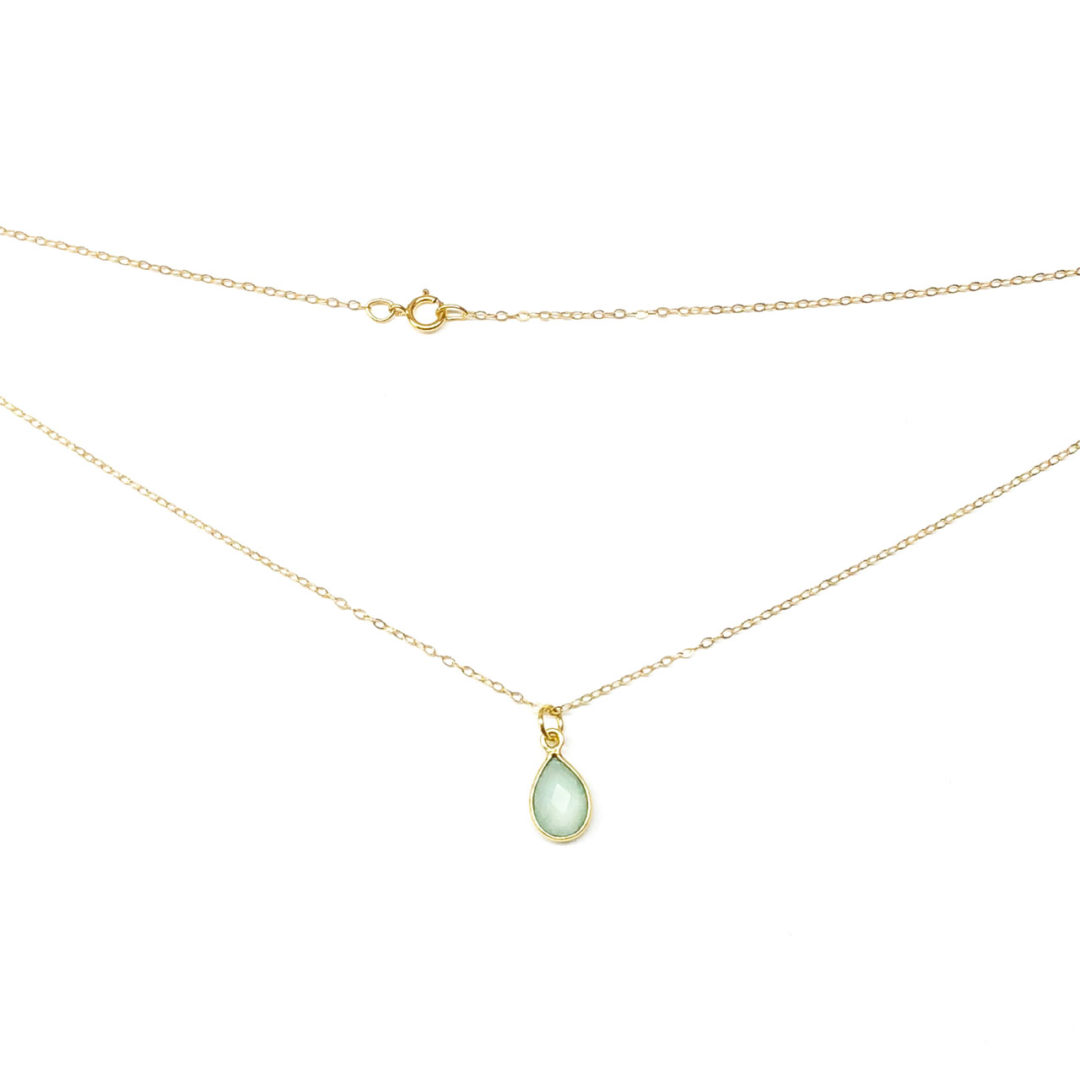 14k Gold Filled Chain Chalcedony Pear Drop Necklace - Image 2