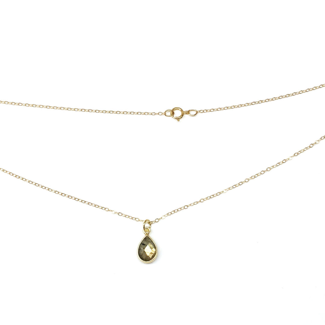 14k Gold Filled Chain Labradorite Pear Drop Necklace - Image 2