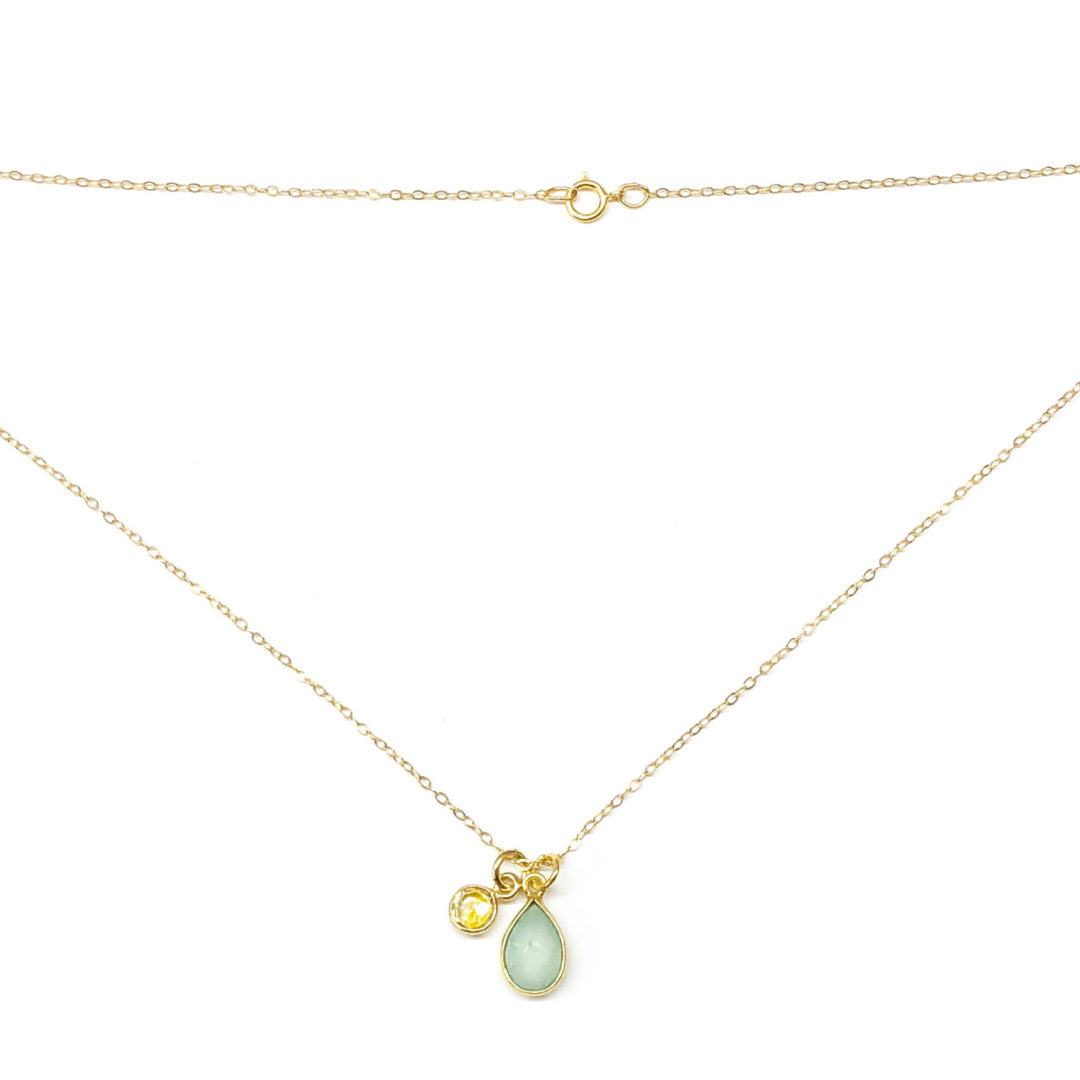 14k Gold Filled Chain Chalcedony & Citrine Charm Necklace - Image 3