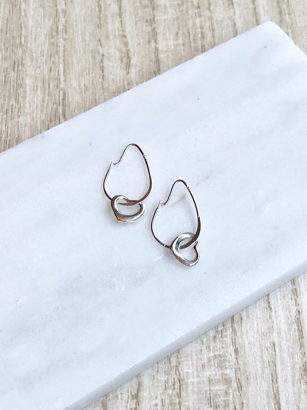 Sterling Silver Heart Floating on Sterling Silver Teardrop Earrings - Image 2