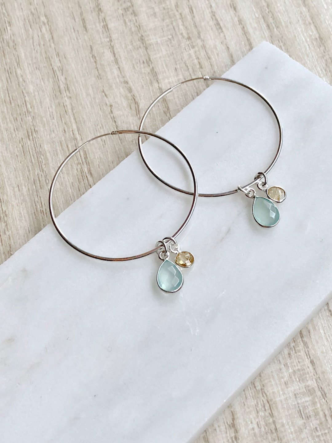 Chalcedony Citrine Sterling Silver Large Hoop Earrings - Image 2