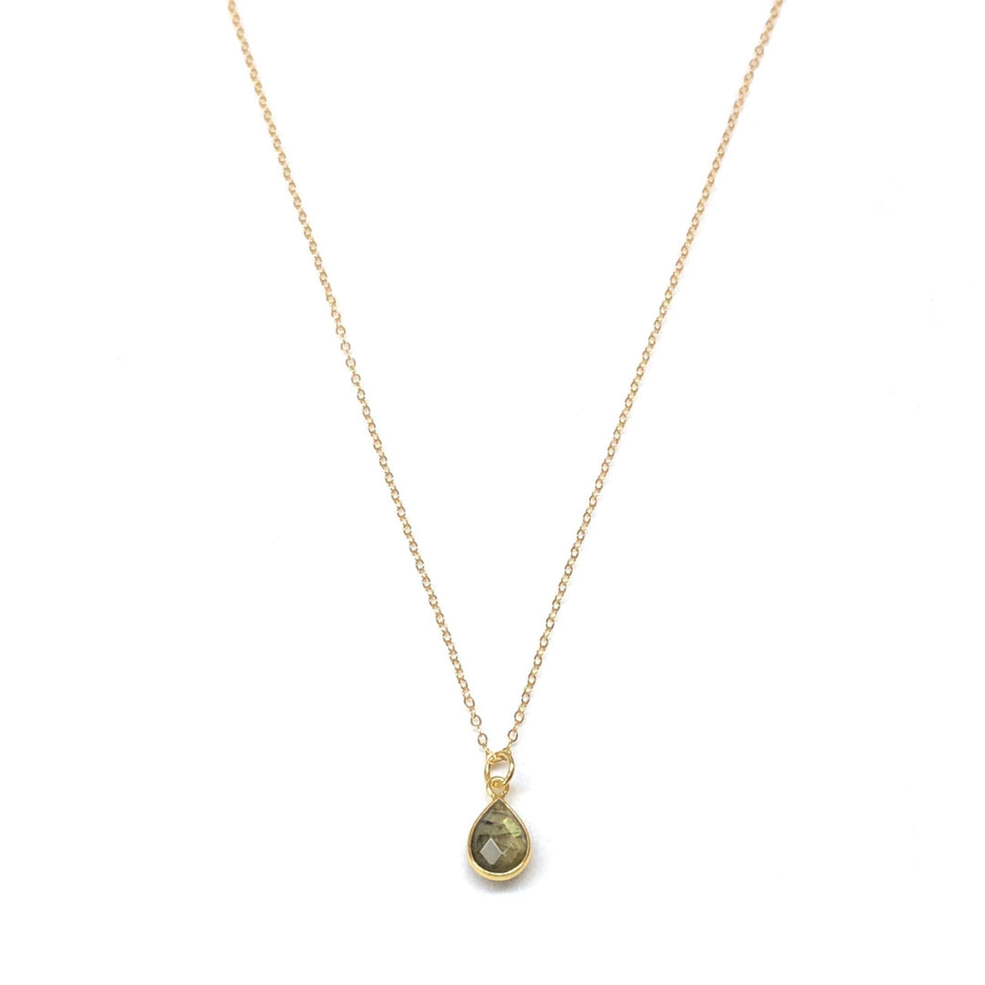 14k Gold Filled Chain Labradorite Pear Drop Necklace