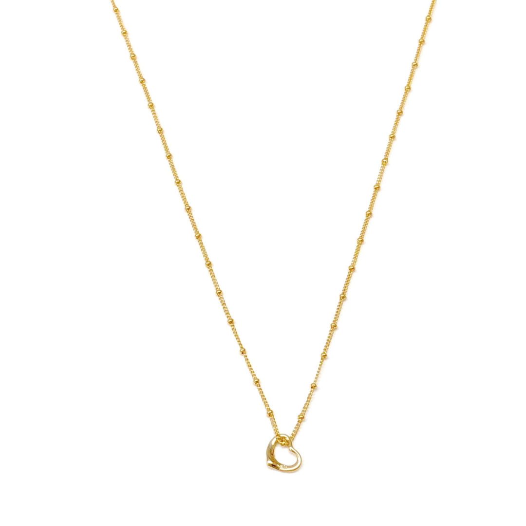 10k Gold Floating Heart on Gold Bead Chain