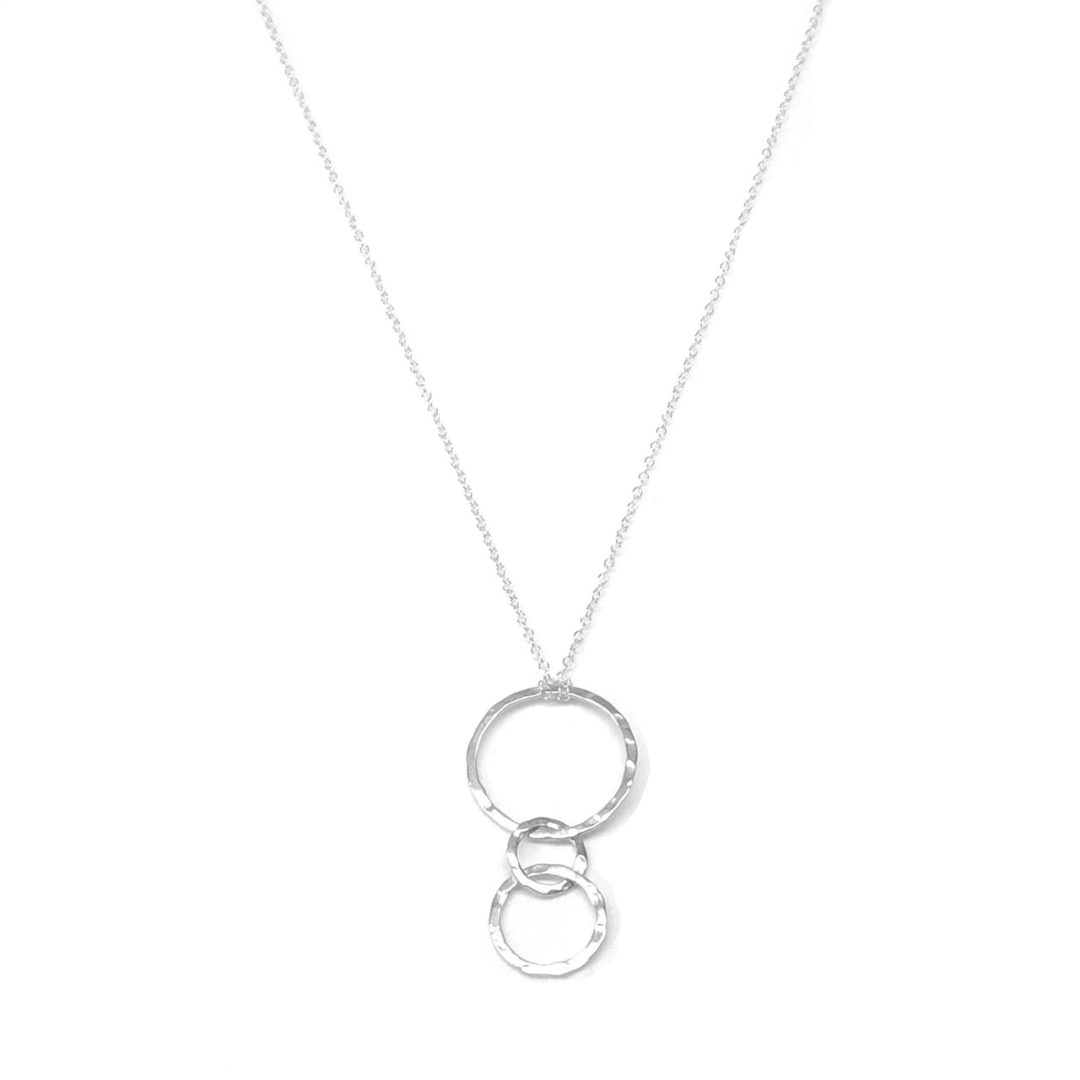 Sterling Silver Linked Round Hammered Necklace