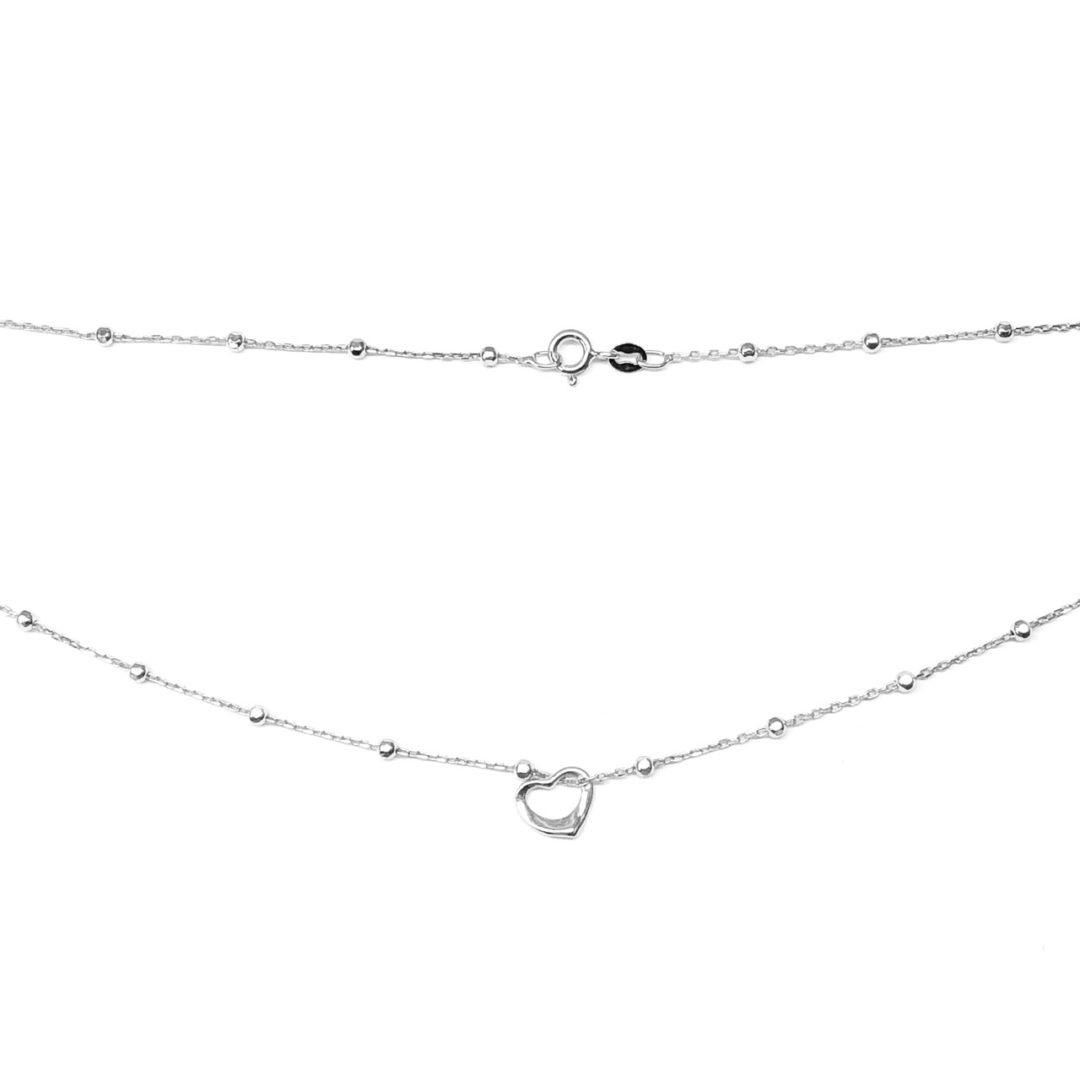 Sterling Silver Floating Heart Sterling Silver Bead Chain - Image 2