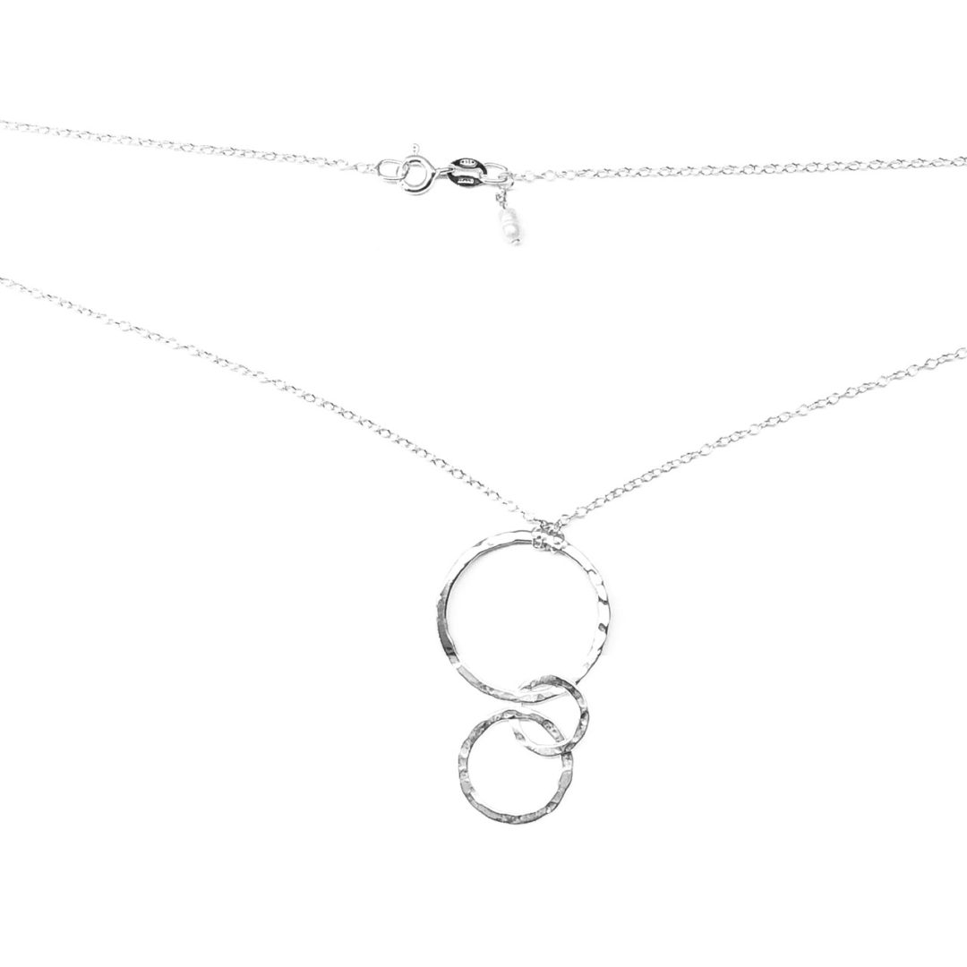 Sterling Silver Linked Round Hammered Necklace - Image 2